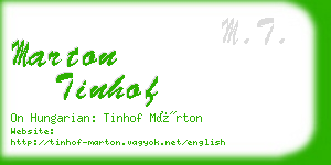 marton tinhof business card